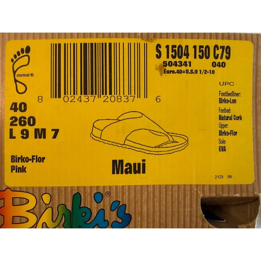 Birki’s by Birkenstock Maui Thong Sandals Women’s Size 9 EU 40 Pink Birko-Flor